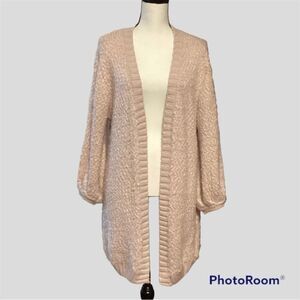Anthropology Bisouxx Chunky‎ Open Cardigan Pink Small